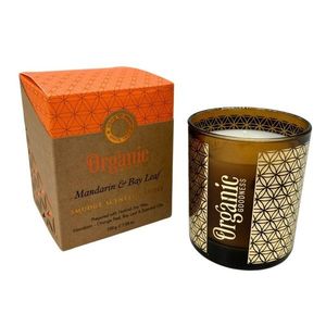 Organická vykurovacia sviečka Mandarin & Bay Leaf 200 g v skle so zlatou fóliou vyobraziť