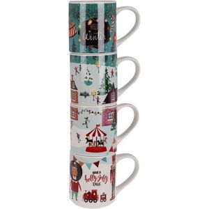 4-dielna sada hrnčekov Winter, 265 ml, porcelán vyobraziť