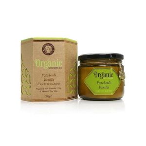 Organická sviečka Patchouli Vanilla 200 g v jantárovom skle vyobraziť