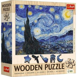 Trefl Drevené puzzle 200 - Hviezdna noc - Vincent van Gogh vyobraziť