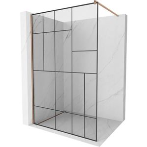 MEXEN/S - Kioto Sprchová zástena WALK-IN 100 x 200, čierny vzor 8 mm, meď kartáčovaná 800-100-101-65-78 vyobraziť