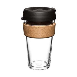 Čierny/hnedý cestovný hrnček 454 ml Brew Cork Black L – KeepCup vyobraziť