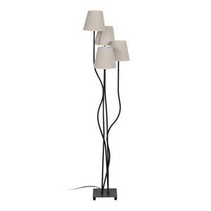 Čierna/krémovobiela stojacia lampa s textilným tienidlom (výška 138 cm) – Ixia vyobraziť