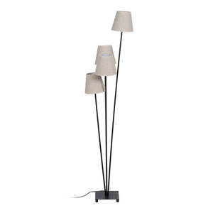 Čierna/krémovobiela stojacia lampa s textilným tienidlom (výška 144 cm) – Ixia vyobraziť