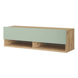 Zelený/v prírodnej farbe TV stolík v dekore borovice 100x29x32 cm – Kalune Design vyobraziť