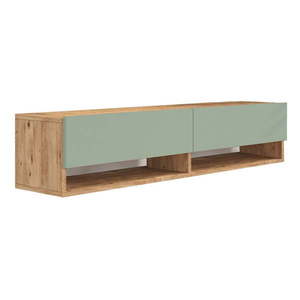 Zelený/v prírodnej farbe TV stolík v dekore borovice 140x29x32 cm – Kalune Design vyobraziť