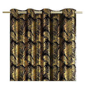 Čierny/v zlatej farbe zamatový dimout záves 140x245 cm Golden Leaves – Restilo vyobraziť