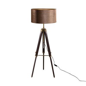 Vloerlamp messing tripod met velours kap krokodil 50cm - Cortin vyobraziť