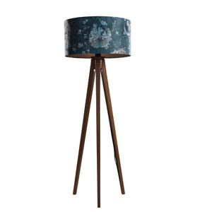 Vloerlamp walnoot hout met velours kap vis dessin 50cm - Tripod Classic vyobraziť