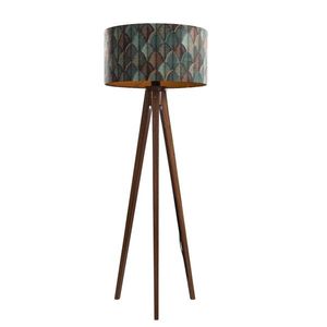 Vloerlamp walnoot hout met velours lampenkap blad dessin 50cm - Tripod Classic vyobraziť