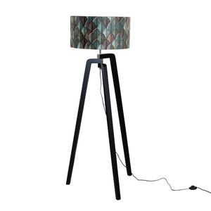 Vloerlamp zwart met velours lampenkap blad dessin 50cm - Puros vyobraziť