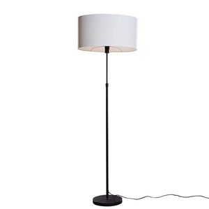 Vloerlamp zwart met ovale linnen kap wit 50cm - Parte vyobraziť