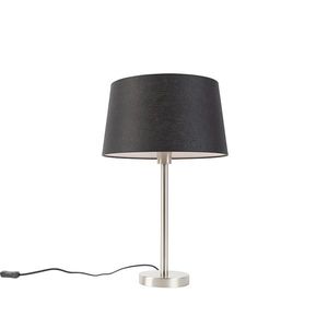 Moderná stolová lampa oceľ s čiernym tienidlom 35 cm - Simplo vyobraziť