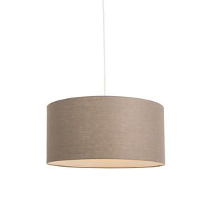 Vidiecka závesná lampa biela s hnedým tienidlom 50 cm - Combi 1 vyobraziť