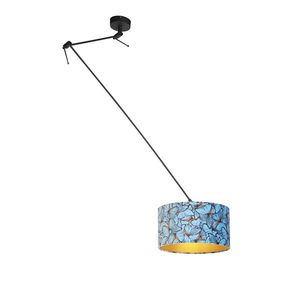 Závesná lampa s velúrovými odtieňmi motýľov so zlatom 35 cm - Blitz I čierna vyobraziť