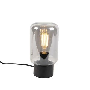 Dizajnová stolná lampa čierna s dymovým sklom - Bliss Cute vyobraziť