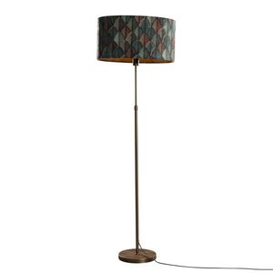 Vloerlamp brons met ovale velours kap blad design 50cm - Parte vyobraziť