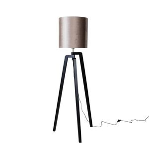 Vloerlamp zwart met velours kap taupe 50cm - Puros vyobraziť