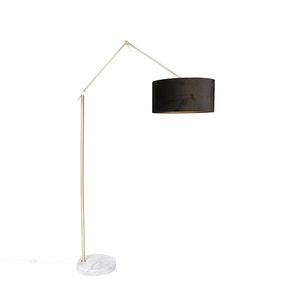 Moderná stojaca lampa zlaté velúrové tienidlo čierna 50 cm - Redaktor vyobraziť