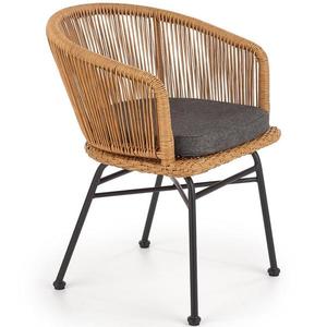 Stolička K400 Rattan/Kov/Tkanina Natural/Šedá vyobraziť