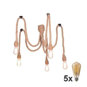 LED Luster na lanku ROPE CASA 5xE27/10W/230V pavúk vyobraziť