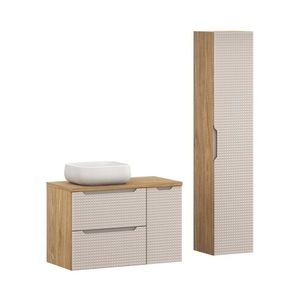 Koupelnová sestava Luxor Beige 90 cm s umyvadlem a skříňkami béžová/dub olejovaný vyobraziť