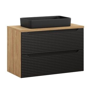 Koupelnová skříňka Luxor Black I s deskou a umyvadlem 90 cm černá/dub olejovaný vyobraziť