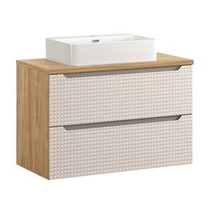 Koupelnová skříňka Ocean Beige II s deskou a umyvadlem 90 cm béžová/dub olejovaný vyobraziť