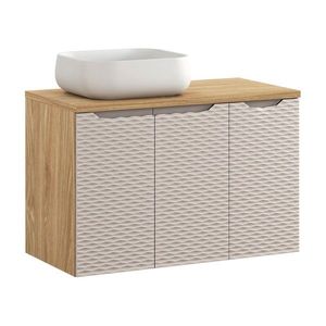 Koupelnová skříňka Ocean Beige s deskou a umyvadlem 90 cm béžová/dub olejovaný vyobraziť