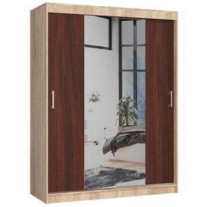 Šatníková skriňa so zrkadlom Reton 150 cm dub sonoma/wenge vyobraziť