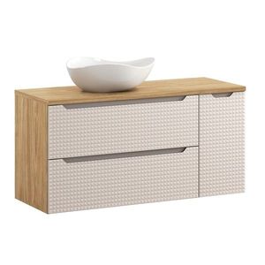 Závěsná skříňka Luxor Beige s deskou a umyvadlem 120 cm béžová/dub olejovaný vyobraziť