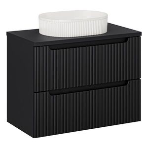 Závěsná skříňka Nova Black II s deskou a umyvadlem 80 cm černá/bílá vyobraziť