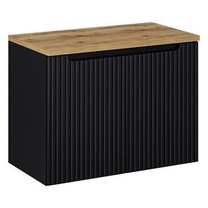 Závěsná skříňka pod umyvadlo Nova Black II s deskou 80 cm černá/dub evoke vyobraziť