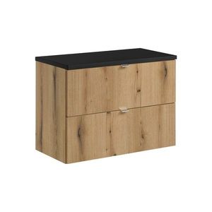 Závěsná skříňka pod umyvadlo Nova Oak I s deskou 80 cm černá/dub coast evoke vyobraziť