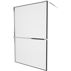 MEXEN/S - KIOTO Sprchová zástena WALK-IN s poličkou a držiakom uterákov 100 x 200, transparent/čierna 8 mm, chróm 800-100-121-01-70 vyobraziť