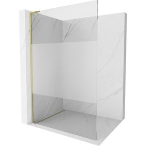 MEXEN/S - Kioto L Sprchová zástena WALK-IN 100 x 200, transparent/dekor, zlatá kartáčovaná 800-100-103-55-35 vyobraziť