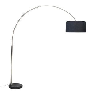 Oblúková lampa oceľový tienidlo z látky čierne 50 cm - XXL vyobraziť