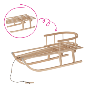 Sánky s operadlom a popruhom, prírodná, bukové drevo, KLZY vyobraziť