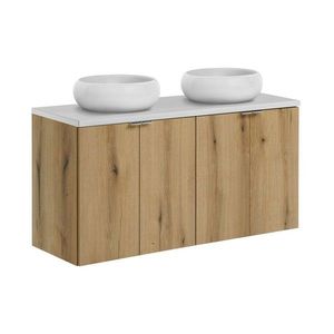 Závěsná skříňka Nova Oak s deskou a umyvadlem 120 cm dub coast evoke/bílá vyobraziť