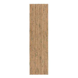 Obojstranný ručne tkaný jutový behúň v zeleno-prírodnej farbe 60x230 cm Jute Boucle Green – Flair Rugs vyobraziť