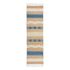 Ručne tkaný behúň s prímesou juty v modro-prírodnej farbe 60x230 cm Medina Jute – Flair Rugs vyobraziť