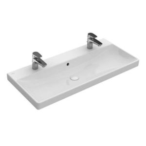 VILLEROY & BOCH - Avento Dvojumývadlo nábytkové, 100x47 cm, s prepadom, otvory na batérie, alpská biela 4156A401 vyobraziť