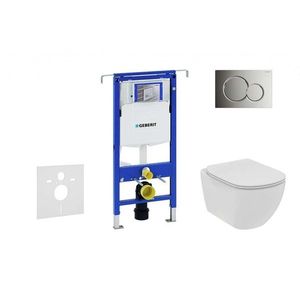 GEBERIT - Duofix Modul na závesné WC s tlačidlom Sigma01, lesklý chróm + Ideal Standard Tesi - WC a doska, Rimless, SoftClose 111.355.00.5 NE2 vyobraziť