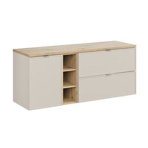 Závěsná skříňka Bella Cashmere s deskou 140 cm kašmír/dub artisan vyobraziť