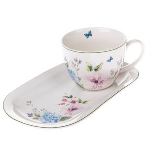 Porcelánový hrnček s podnosom Flower Garden, 445 ml vyobraziť