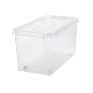 SmartStore Úložný box s bielymi klipmi a kolieskami Classic, 70 l, 70 l vyobraziť