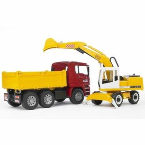 Bruder Nákladné auto MAN TGA s bagrom Liebherr, 1: 16, 73 x 18, 5 x 23 cm vyobraziť