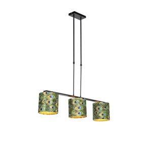 Závesná lampa s velúrovými odtieňmi páv so zlatom 20cm - Combi 3 Deluxe vyobraziť