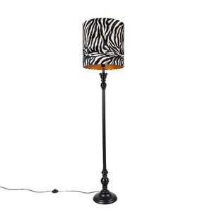 Stojacia lampa čierna s tienidlom zebrový design 40 cm - Classico vyobraziť