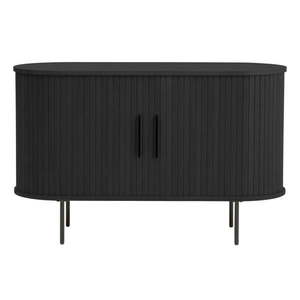 Čierna komoda v dekore duba s posuvnými dverami 120x76x45 cm Nola – Unique Furniture vyobraziť